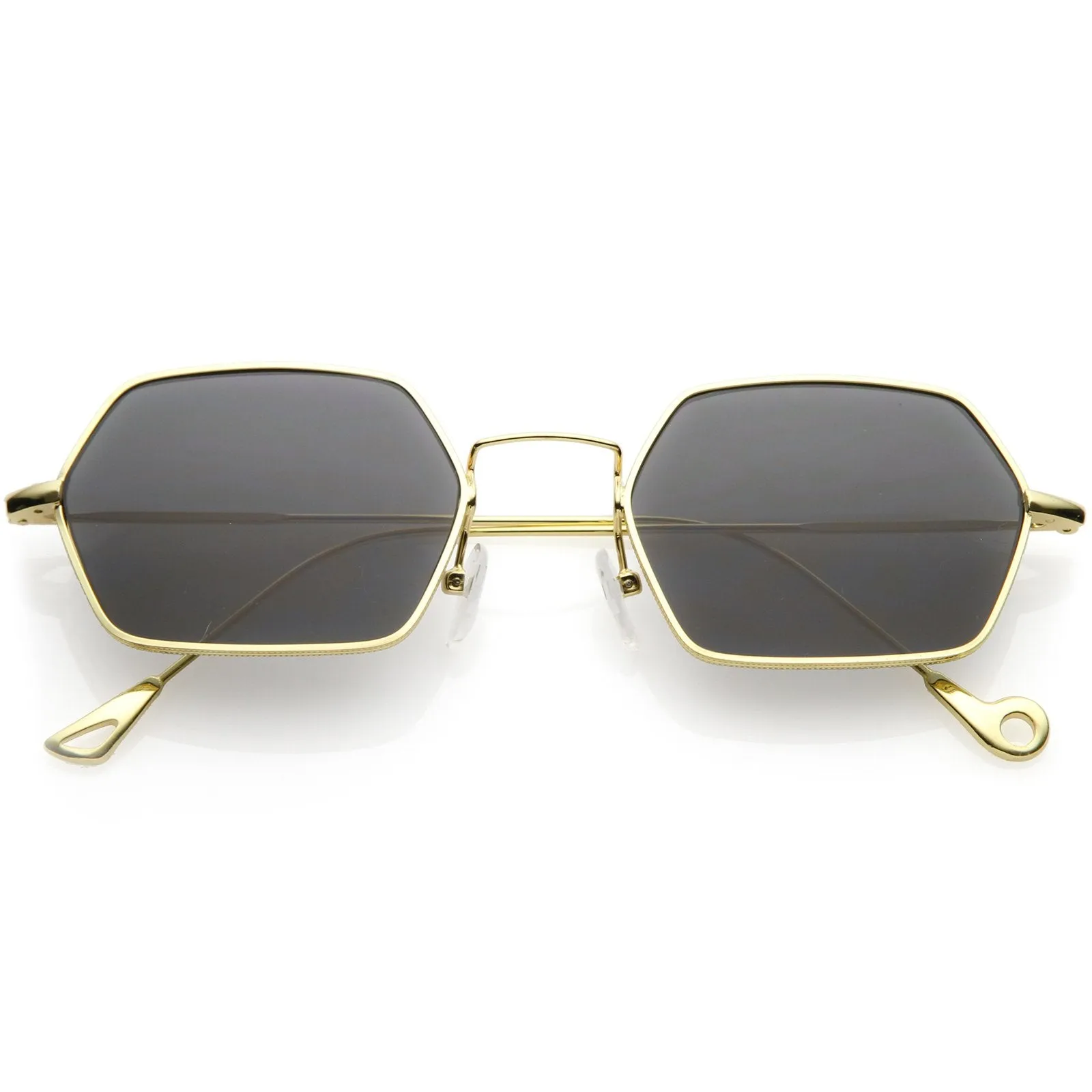 Retro Small Hexagon Colored Flat Lens Metal Frame Sunglasses C472