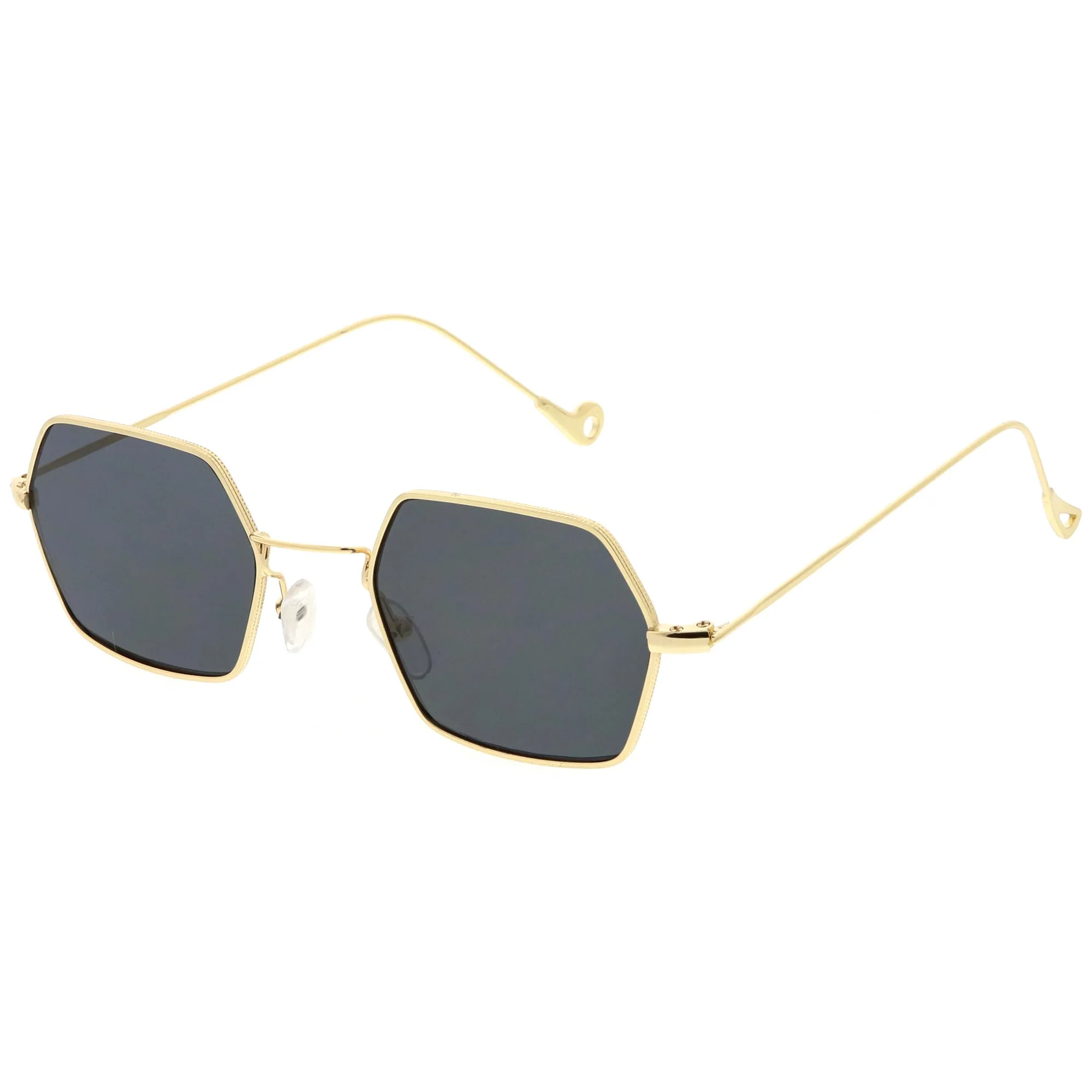 Retro Small Hexagon Colored Flat Lens Metal Frame Sunglasses C472