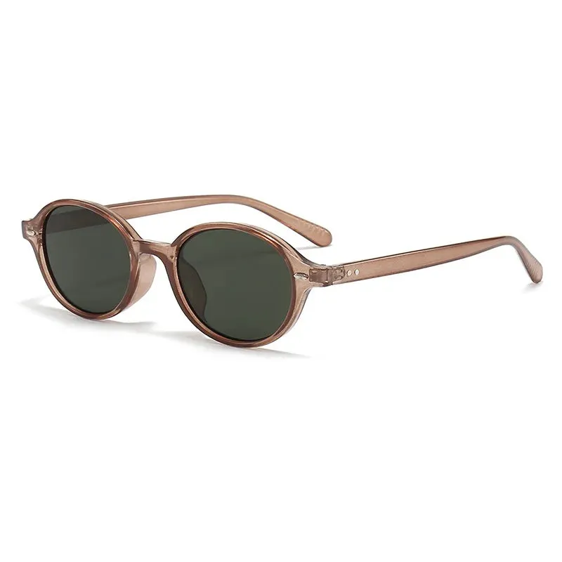 Retro Small Oval Sunglasses Women Men Rivets Shades UV400