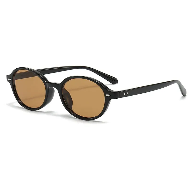 Retro Small Oval Sunglasses Women Men Rivets Shades UV400
