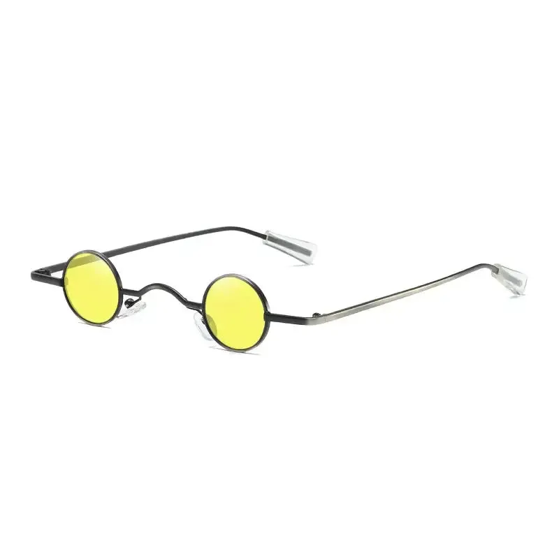 Retro Small Round Wide Bridge Metal Frame Sunglasses