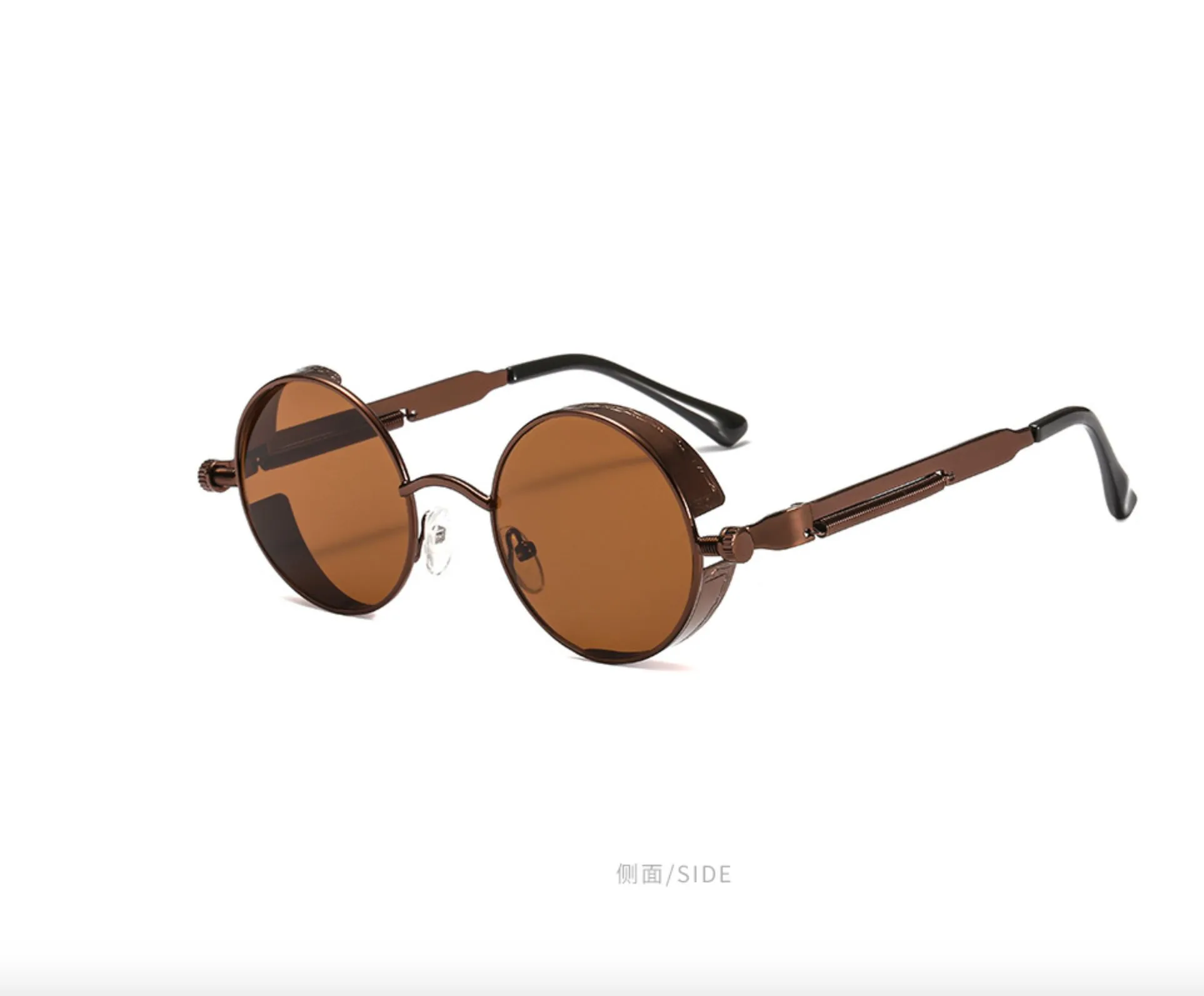 Retro Style Round Shape Sunglasses with Metal Frames