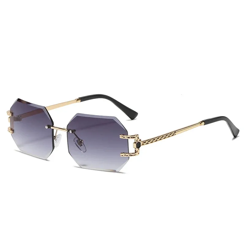 Retro Sunglasses Women Rimless Polygon Sun Glasses Fashion Shades