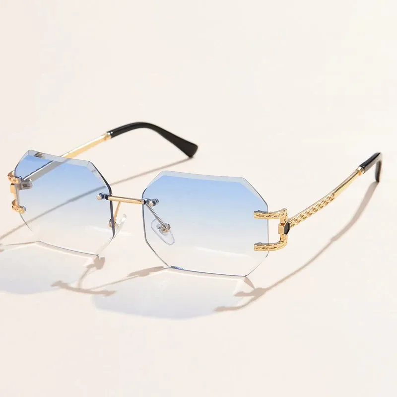 Retro Sunglasses Women Rimless Polygon Sun Glasses Fashion Shades
