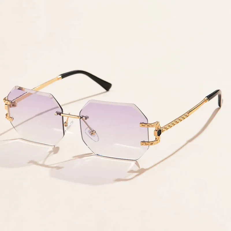 Retro Sunglasses Women Rimless Polygon Sun Glasses Fashion Shades