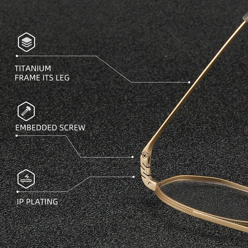Reven Jate Men's Full Rim Double Bridge Round Titanium Eyeglasses Pux420
