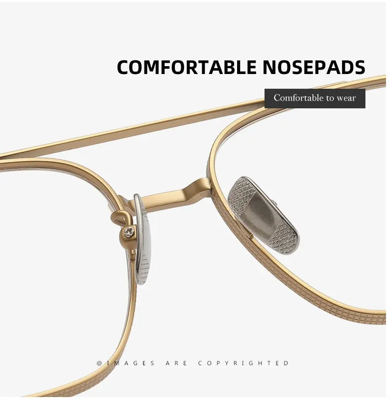 Reven Jate Men's Full Rim Double Bridge Round Titanium Eyeglasses Pux420