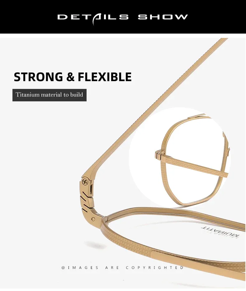 Reven Jate Men's Full Rim Double Bridge Round Titanium Eyeglasses Pux420
