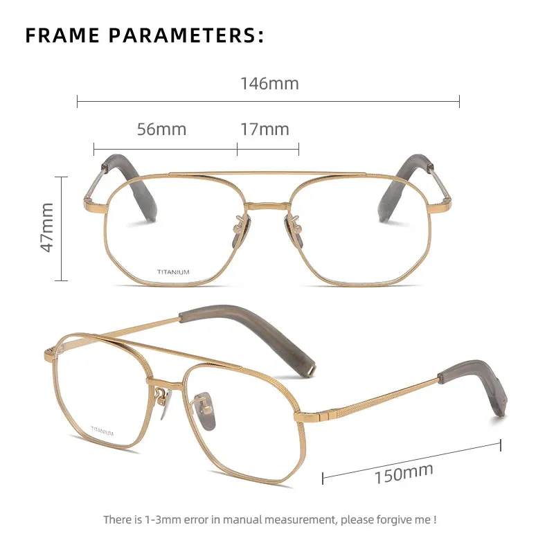 Reven Jate Men's Full Rim Double Bridge Round Titanium Eyeglasses Pux420