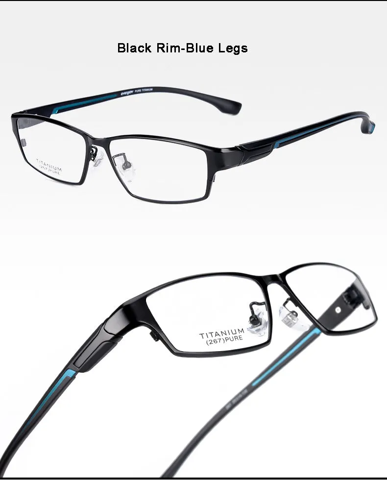 Reven Jate Men's Full Rim Ip Electronic Plated Titanium Eyeglasses Ej267