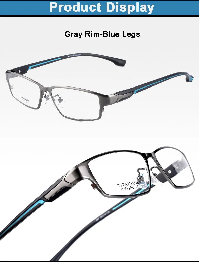 Reven Jate Men's Full Rim Ip Electronic Plated Titanium Eyeglasses Ej267