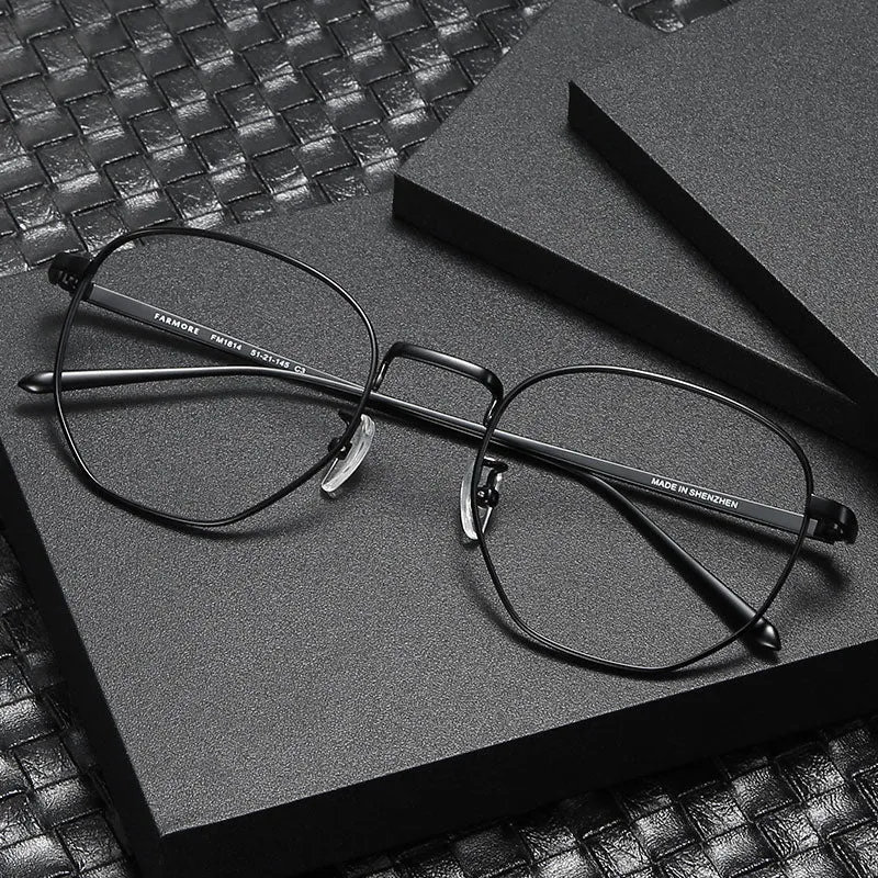 Reven Jate Men's Full Rim Round Alloy Eyeglasses 1814