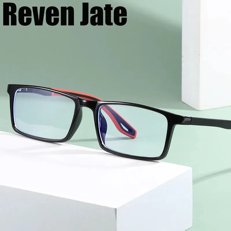 Reven Jate Mens Full Rim Square Plastic Eyeglasses 81308