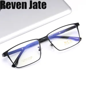 Reven Jate Men's Full Rim Square Titanium Eyeglasses 5007