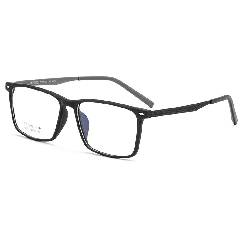 Reven Jate Men's Full Rim Square Titanium Eyeglasses 8881