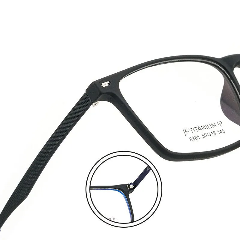 Reven Jate Men's Full Rim Square Titanium Eyeglasses 8881