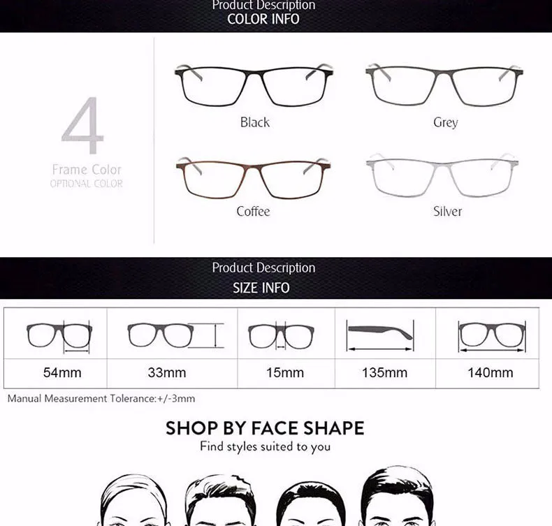 Reven Jate Men's Full Rim Square Titanium Eyeglasses P8184
