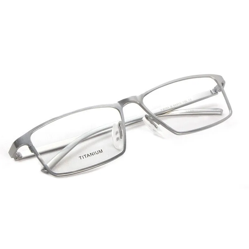 Reven Jate Men's Full Rim Square Titanium Eyeglasses P8184