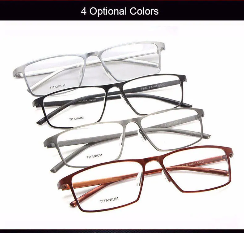 Reven Jate Men's Full Rim Square Titanium Eyeglasses P8184