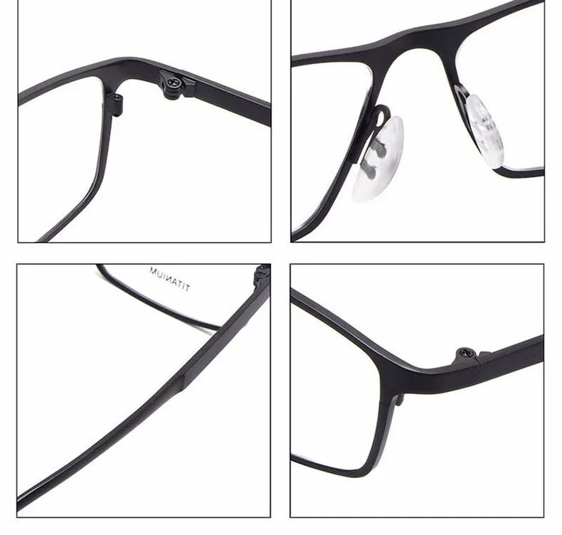 Reven Jate Men's Full Rim Square Titanium Eyeglasses P8184
