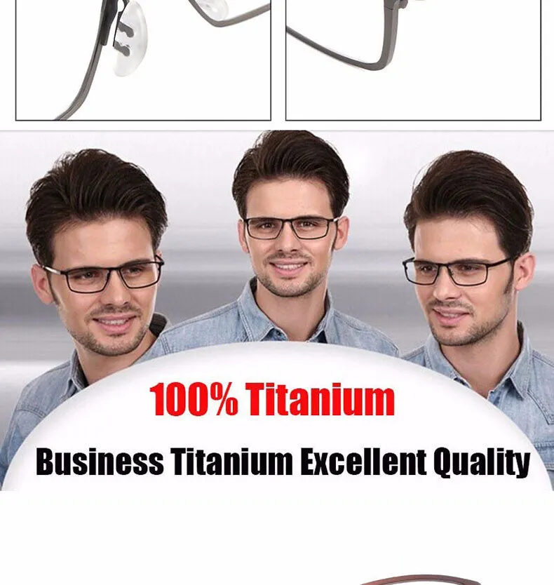 Reven Jate Men's Full Rim Square Titanium Eyeglasses P8184