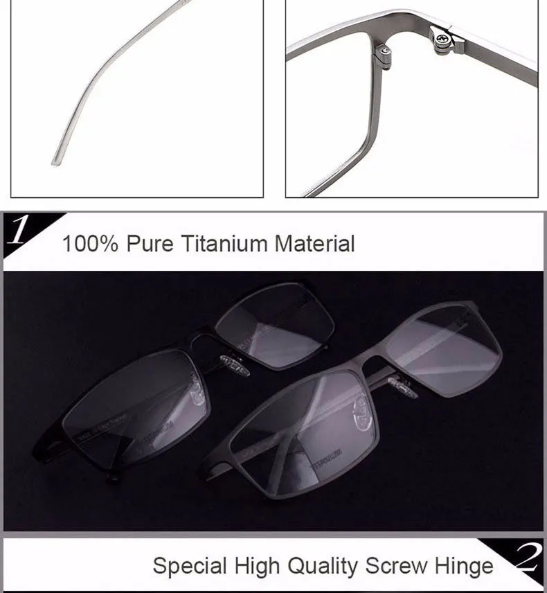 Reven Jate Men's Full Rim Square Titanium Eyeglasses P8184