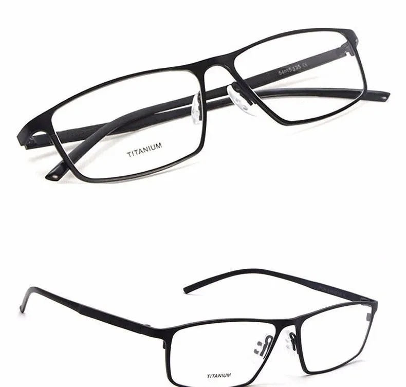 Reven Jate Men's Full Rim Square Titanium Eyeglasses P8184