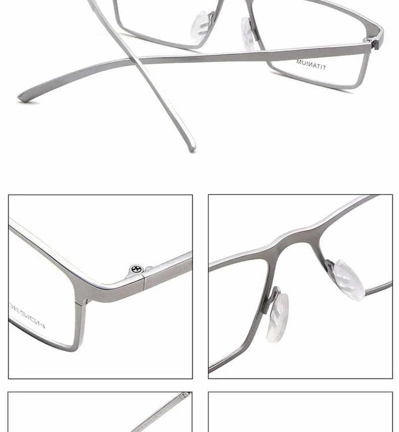 Reven Jate Men's Full Rim Square Titanium Eyeglasses P8184