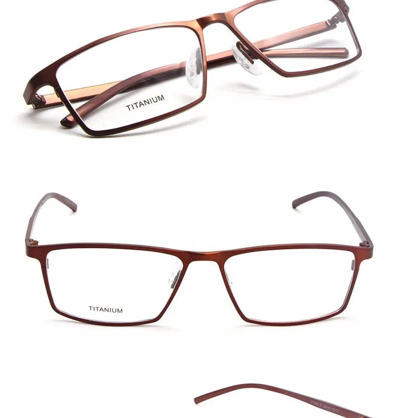 Reven Jate Men's Full Rim Square Titanium Eyeglasses P8184