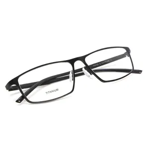 Reven Jate Men's Full Rim Square Titanium Eyeglasses P8184