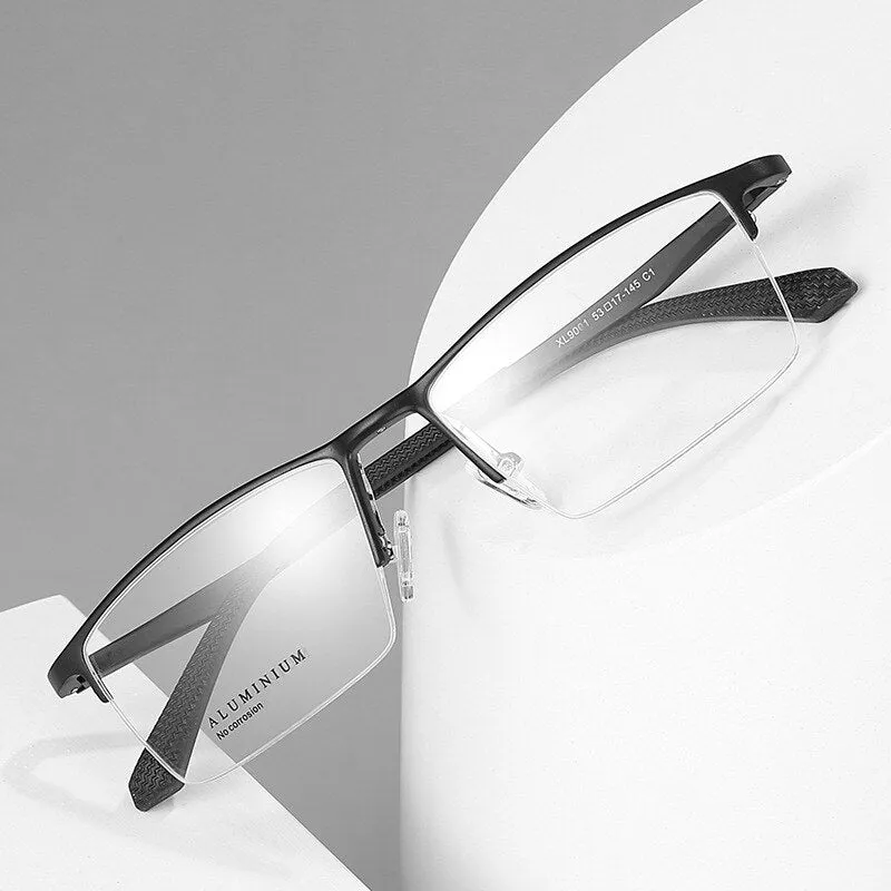 Reven Jate Men's Semi Rim Square Aluminum Eyeglasses B2037