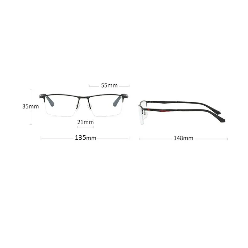 Reven Jate Men's Semi Rim Square Aluminum Eyeglasses B2037