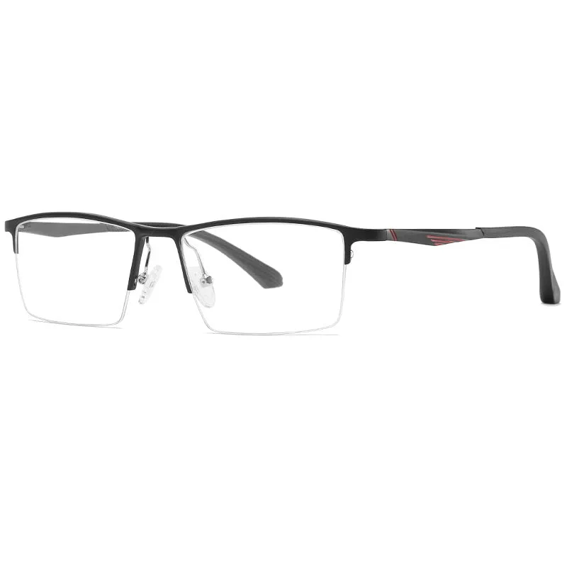 Reven Jate Men's Semi Rim Square Aluminum Eyeglasses B2037