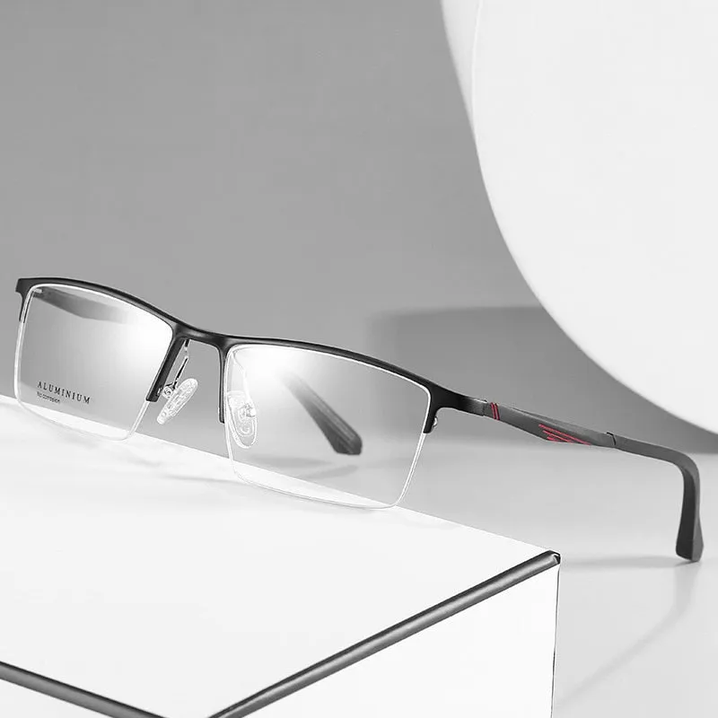 Reven Jate Men's Semi Rim Square Aluminum Eyeglasses B2037