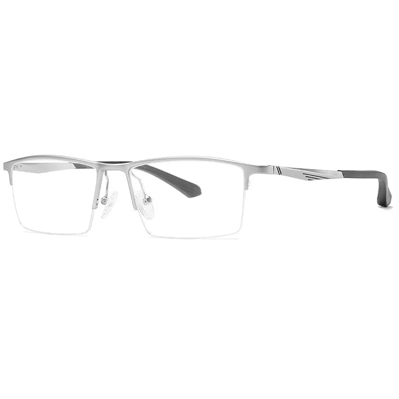 Reven Jate Men's Semi Rim Square Aluminum Eyeglasses B2037