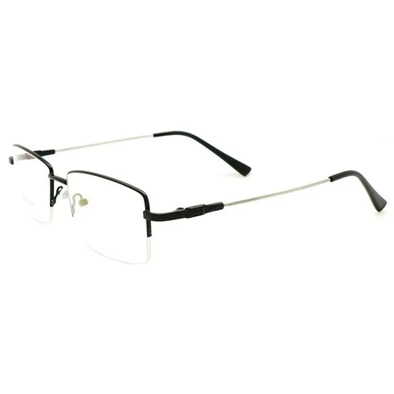 Reven Jate Men's Semi Rim Square Titanium Alloy Eyeglasses