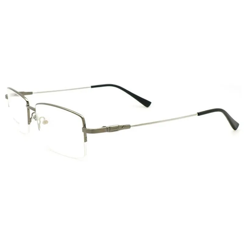 Reven Jate Men's Semi Rim Square Titanium Alloy Eyeglasses