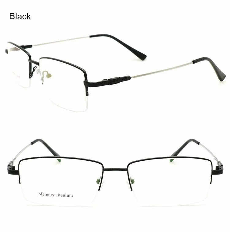 Reven Jate Men's Semi Rim Square Titanium Alloy Eyeglasses