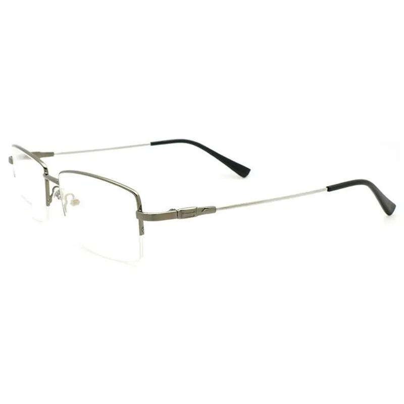Reven Jate Men's Semi Rim Square Titanium Alloy Eyeglasses