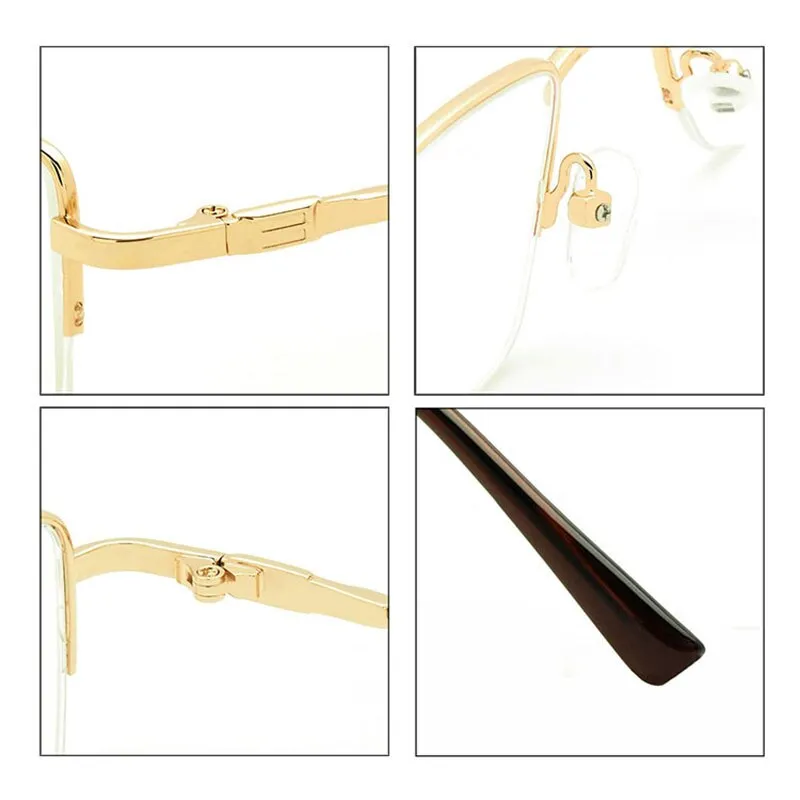 Reven Jate Men's Semi Rim Square Titanium Alloy Eyeglasses