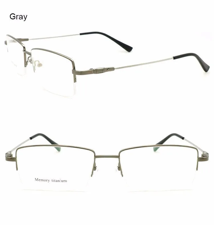 Reven Jate Men's Semi Rim Square Titanium Alloy Eyeglasses