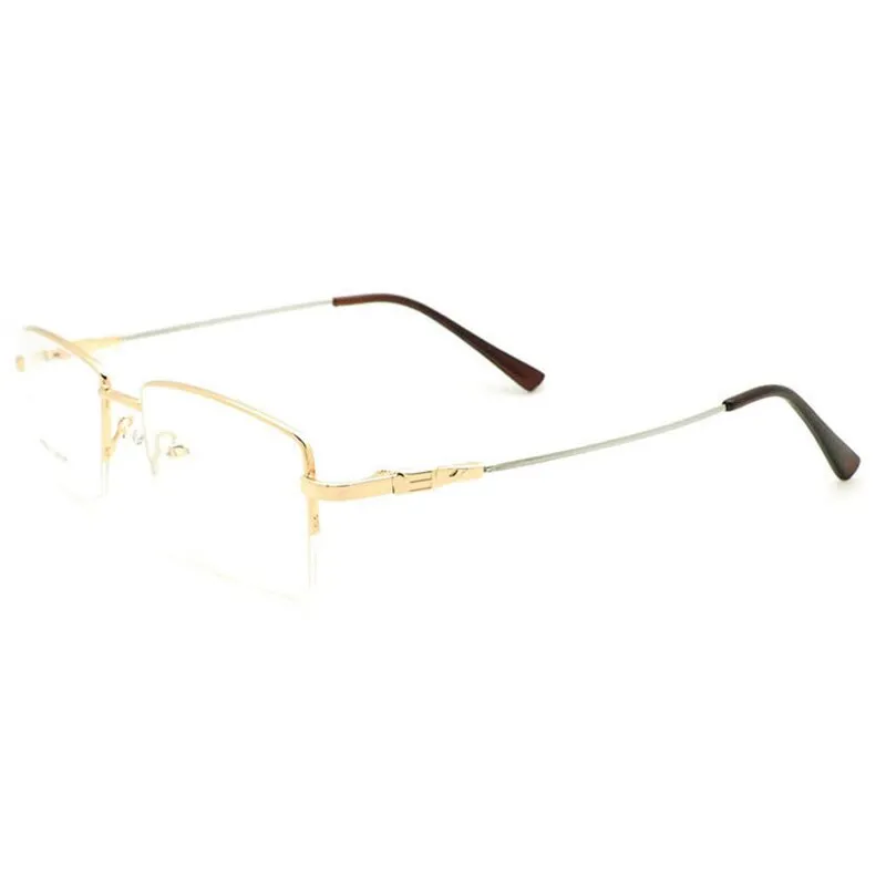 Reven Jate Men's Semi Rim Square Titanium Alloy Eyeglasses