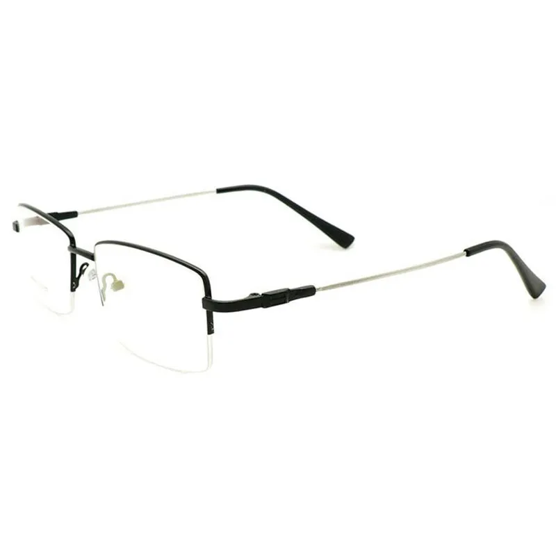Reven Jate Men's Semi Rim Square Titanium Alloy Eyeglasses