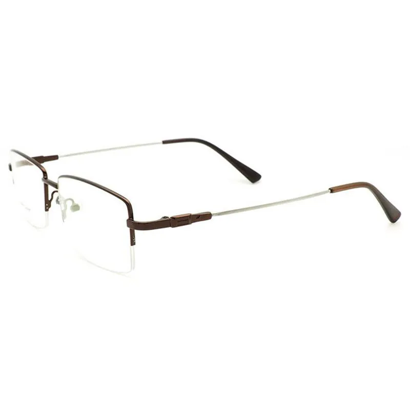 Reven Jate Men's Semi Rim Square Titanium Alloy Eyeglasses