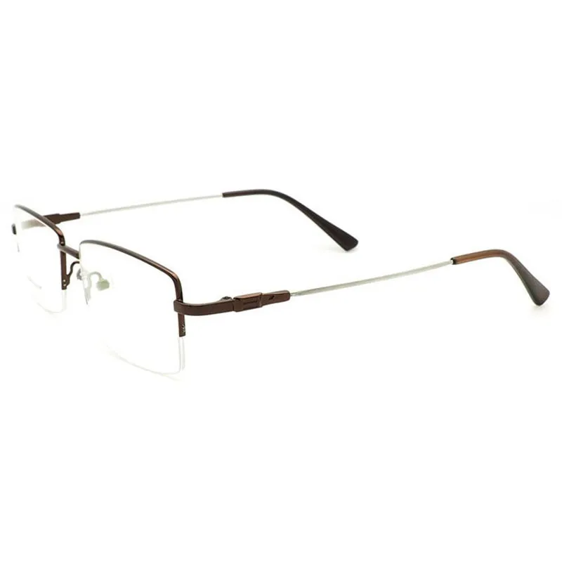 Reven Jate Men's Semi Rim Square Titanium Alloy Eyeglasses