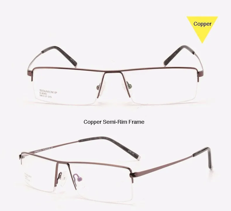 Reven Jate Men's Semi Rim Square Titanium Eyeglasses 8095