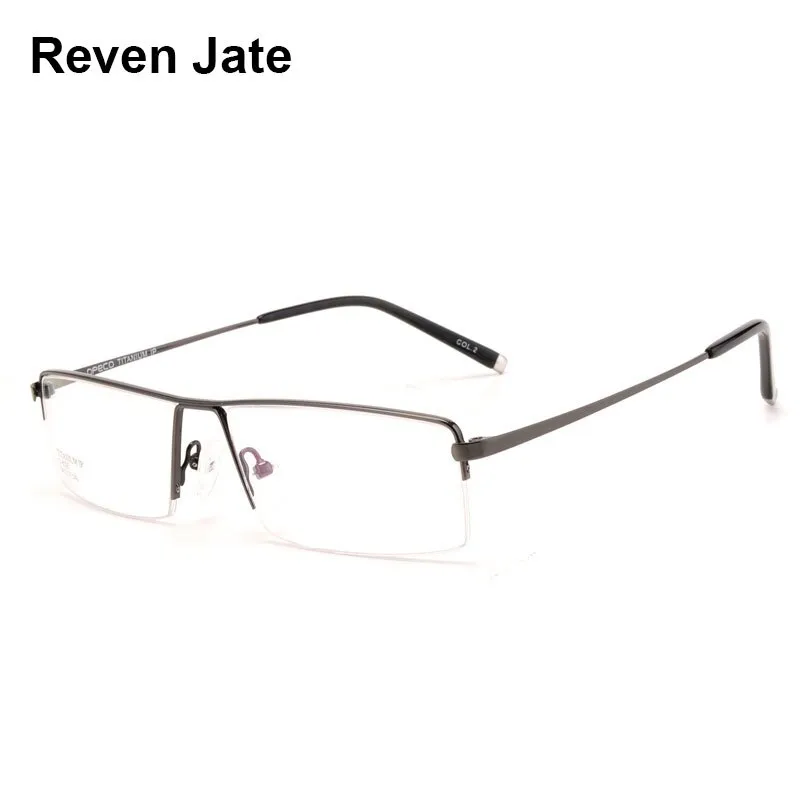Reven Jate Men's Semi Rim Square Titanium Eyeglasses 8095