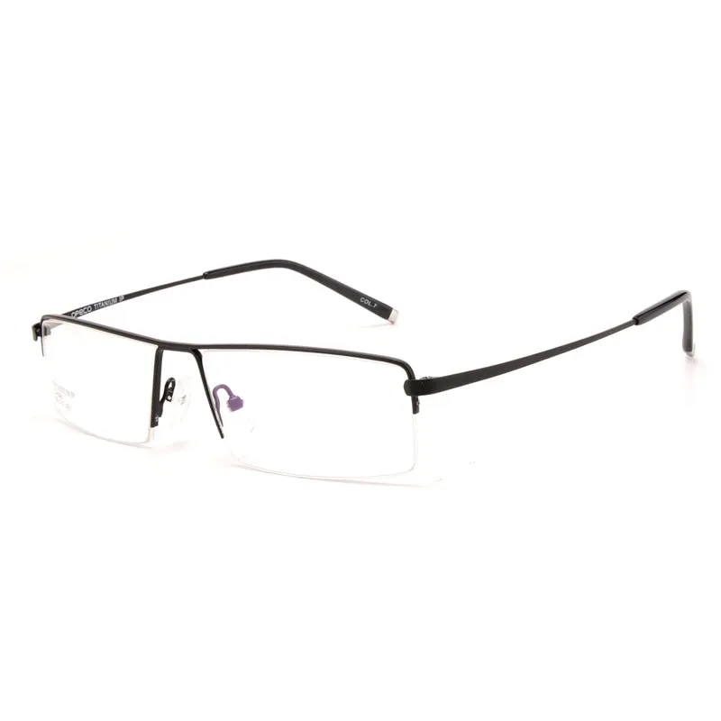 Reven Jate Men's Semi Rim Square Titanium Eyeglasses 8095