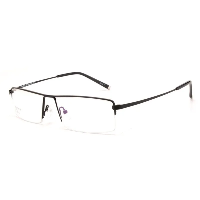 Reven Jate Men's Semi Rim Square Titanium Eyeglasses 8095