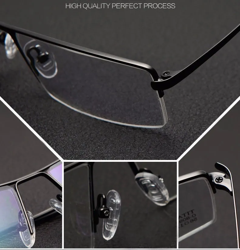 Reven Jate Men's Semi Rim Square Titanium Eyeglasses 8095